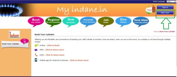Indane Gas Booking Online New User